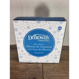 2‎ pack Dr Brown's Milestones Wide Neck Sippy Bottles 9 oz Pink & Ecru NIB